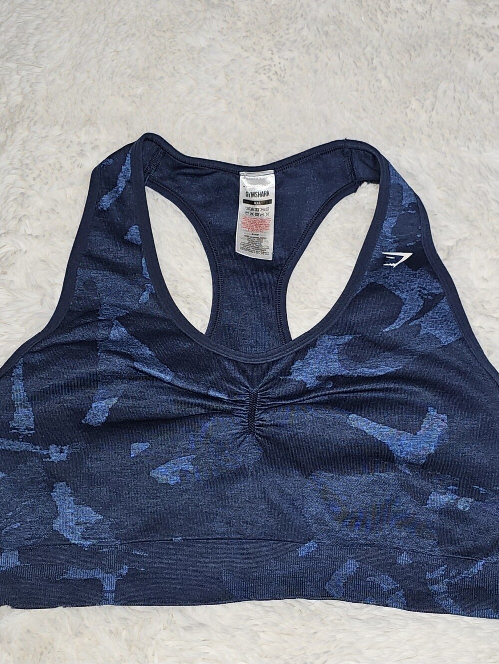 Gymshark Adapt Camo Seamless Sports Bra Navy Blue XXL - EUC